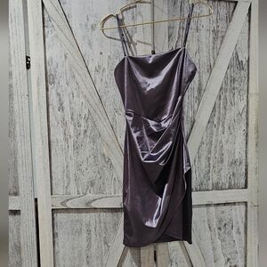 Windsor Elegant Drapey Purple Satin Shimmer Mini Dress SM/XS